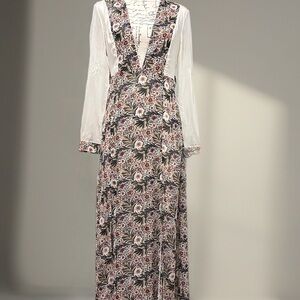 Nasty Gal Floral & Cream Boho Split Leg Maxi Dress NWT Sz 6